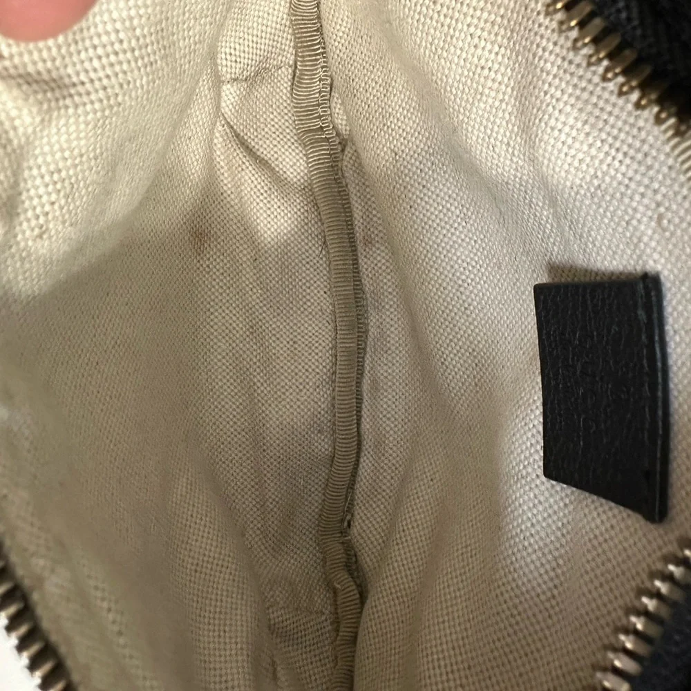 Gucci Black Leather Logo Belt Bag with Green-Red Web Strap - Picture 5 of 8